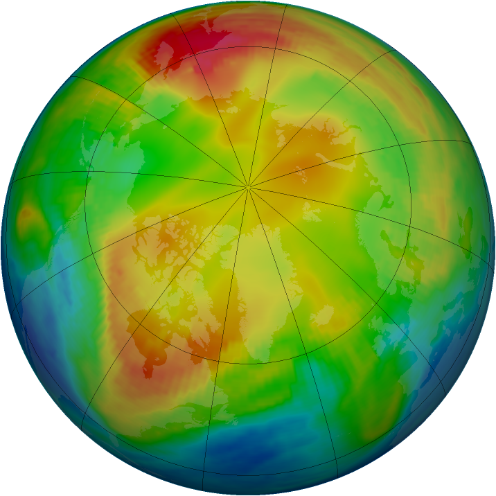 Arctic ozone map for 27 January 1988